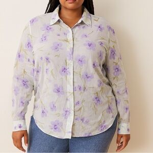 THE LIMITED Vintage Floral Button-Down Shirt‎ Size Large 100% Cotton Lightweight